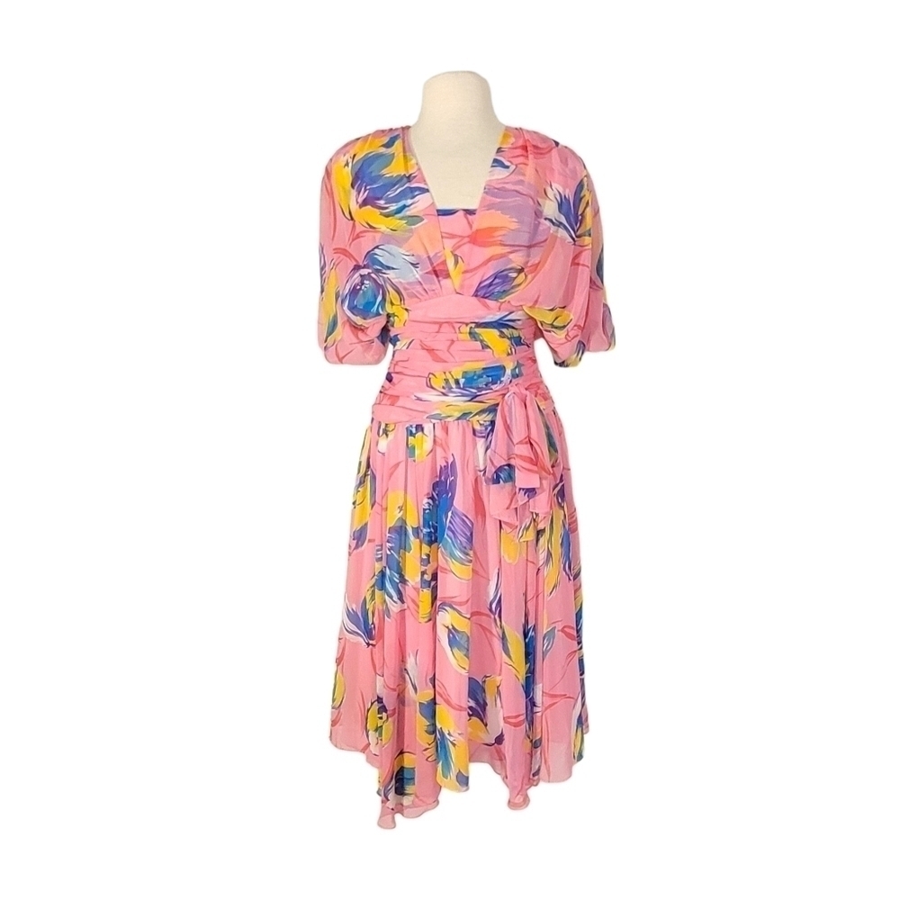 A.J. Bari Vintage Pink Floral Swing Dress
